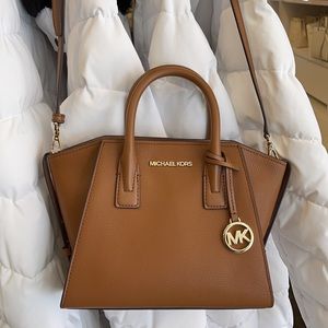 Michael Kors Avril Small Leather Top-Zip Satchel